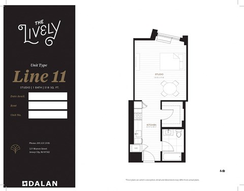 S2 Floor Plan at The Lively, Jersey City, NJ